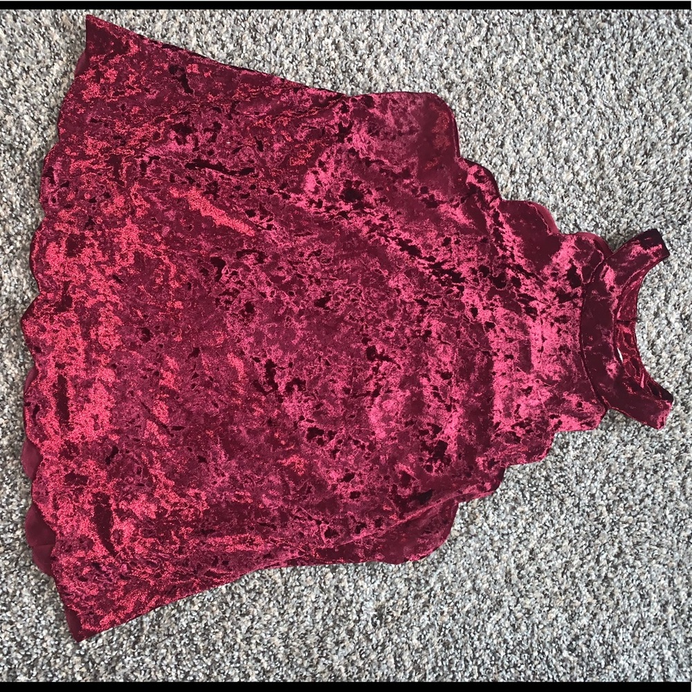 Altar’ed State velvety look scalloped merlot top